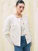 Shengdu26 Otoño Nuevo Estilo Francés Gama Alta Lana Blanca Tweed Chaqueta Estilo Chanel