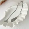 Collar Colgante de Borla con Personalidad Retro para Mujer Cadena Fina de Plata Simple Estilo Largo Elegante Cadena de Suéter Adelgazante Gargantilla Joyería