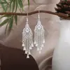 Pendientes Miao Étnicos de Borla Larga Estilo Nuevo, Pendientes Exagerados de Declaración de Moda Estilo Étnico de Plata Miao de Lujo Ligero