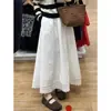 Falda de Encaje Blanco Coreana para Mujer en Otoño Talla Grande mm Gordita Deseo Puro Cintura Alta Cubriendo la Ingle y Aspecto Adelgazante Falda Larga de Corte A