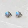 Piercing de titanio F136 de tres puntas con labradorita gris incrustada, para labio, lengua, puente de oreja, joyería de titanio G23, para cartílago de oreja