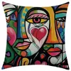 Fronha de Almofada de Linho com Estampa Abstrata Vento Nova Impressão Amazon Transfronteiriça Capa de Almofada Decorativa Quadrada para Carro Sofá Almofada