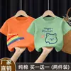 Estilo Verano 2025 Mediana y Grande Niños 100% Algodón Camiseta de Manga Corta para Niñas Moda Bebé Versátil Cuello Redondo Top Estampado