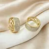 Pendientes de superventas transfronterizos europeos y americanos, cierres de oreja de circonita de cobre, totalmente incrustados de diamantes, adecuados para ir al trabajo, con un toque de lujo ligero y de alta gama, pendientes para mujer