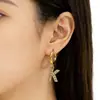 Pendiente de Letra Completa de Diamante PVD Dorado Acero de Titanio Pendientes Nicho Europeo y Americano Lujo Ligero Circonita Incrustada Ear Cuff Mujer Transfronterizo