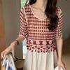 Estilo Étnico Nuevo Casual Tejidos de Punto Bordados Bordados Temperamento Ropa para Mujer Venta al por Mayor Estilo Corto Tendencia Estilo Chino