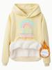 Sudadera de mujer transfronteriza Otoño e Invierno Sudadera con capucha de manga larga con bolsillo canguro para mujer Forrada de felpa Engrosada Estampado YOURLITTLE