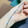 Pulseira de Prata S925 com Apatita Natural Pulseira de Laço Feminina Moda Europeia e Americana Elegante Versátil Para Namorada Pulso Mão