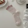 Calcetines de verano para mujer, finos de malla de algodón, hasta la pantorrilla, estilo coreano ins, calcetines holgados estilo ballet de verano