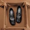 Sapatos de Couro Boca Rasa Confortáveis Mãe Planos Sola Macia Leves 2024 Bico Redondo Moda Sapatos Femininos Nova Moda Sapatos Mary Mulheres