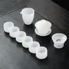 Juego de Té Kung Fu de Vidrio de Jade Blanco traje 2024 Nuevo Hogar Lujo Ligero Taza de Té de Alta Gama Tapa Tazón Acompañamiento de Té Ceremonia