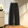 Pantalones anchos de pierna recta curvados para mujer, estilo popular de otoño, pantalones casuales holgados, pantalones de traje rectos holgados ajustados para mujer 2026