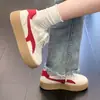 Tênis brancos de sola grossa, cano baixo, para mulheres, estilo coreano, casual, nova moda, estilo estudante, com cadarço, confortável, coleção de outono 2026
