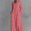 Transfronterizo Europeo y Americano 2026 Sitio Independiente Y2 Moda para Mujer Cuadros Holgado Adelgazante Largo Above-The-Knee Vestido Camisa Casual