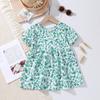 Falda Floral para Niñas Verano Delgada Manga Abullonada Vestido Infantil Nuevo Vestido de Princesa Manga Corta Pijama Venta al por Mayor