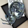 Nuevo Pañuelo de Seda 2025 para Mujer, Estilo Coreano Primavera y Otoño, Versátil, Azul Marino, Patrón de Anacardo, Bufanda Chal con Pañuelo