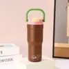 Balde de Gelo Portátil Copo Térmico Aço Inoxidável 304 Canudo Duplo Copo de Água para Carro Copo com Logo para Presente Em Estoque Atacado