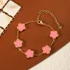 Pulseira de Trevo de Cinco Folhas Dopamina Dupla Face Versão Alta Transfronteiriça Luxo Leve Simples Senso Avançado 18k Não Desbota Cor Joga