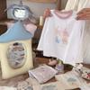 Camiseta Infantil, Algodão Puro, Classe A, Camiseta de Manga Longa para Meninas, Estilo Outono, Estampa de Desenho Animado, Gola Redonda, para Meninas Jovens