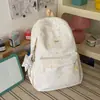 Mochila estilo japonés para chica dulce, color blanco lechoso con estampado de estrellas, suave diseño tie-dye, perfecta para salidas diarias y compras