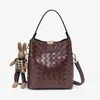 Bolsa Cubo Tejida con Patrón de Diamantes Retro Francés 2026, Gran Capacidad, de Mano y Cruzada, Adecuada para el Viaje Diario, Bolso Femenino Elegante y Sencillo