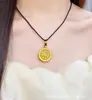 Tienda de Oro Mismo Estilo Collar de Oro Antiguo para Mujer con Colgante de Calabaza, Cadena para Suéter de Brújula de Ocho Tesoros Giratoria, Joyería Chapada en Oro de Cobre