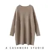 Vestido de punto de cachemira, de longitud media, estilo murciélago, casual para mujer, relajado, talla grande, holgado, moderno, textura suave