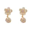 Verano Nueva Moda Dulces y Versátiles Pendientes de Zirconia Pétalo Piedra Ojo de Gato, Pendientes Simples Elegantes y Frescos Venta al por Mayor