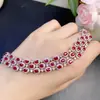 Ventas Directas de Fábrica, Superventas Transfronterizos Pulsera de Rubí con Piedra Principal de 3x4 Mm El Cristal es Transparente y el Rubí es Vibrante.