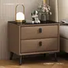 Mesita de noche de cuero, moderna y simple, para uso en el hogar, lujo ligero, pequeña, multifuncional, madera maciza, almacenamiento para dormitorio, mesita de noche, mueble de almacenamiento