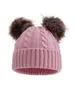 Gorro de Punto Trenzado Simple de Moda para Otoño e Invierno de Adulto, Lindo Doble Pompón, Cálido a Prueba de Viento para Exteriores, Gorro de Lana