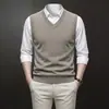 Comercio exterior otoño e invierno chaleco de punto grueso anti-pilling cuello en V suéter para hombre suéter sin mangas