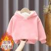 Explosiones invierno nuevo suéter con capucha acolchado de terciopelo color liso para niños guapo casual abrigo ropa cálida para niños 12