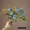 Flores Artificiales de Venta Caliente Transfronterizas en Colores de Otoño, Ramo de Crisantemos de 5 Cabezas, Crisantemo de Tenis de Mesa Estilo Europeo Adornos para Fotografía de Mesa de Comedor en Casa, Flores Artificiales