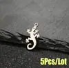 5 Peças/Pacote Pingente de Lagarto Geckos Acessórios para Joias DIY Aço Inoxidável Animal Colar Pulseira Brincos Pingente Acessórios