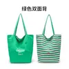 Bolsa de Hombro y de Mano de Lona con Rayas Rojas de Gran Capacidad Estilo Coreano Ins Diseño de Nicho