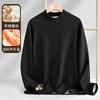 Camiseta de Manga Larga con Cuello Medio para Hombre, Venta al por Mayor para Distribuidores, Forro Polar de Doble Cara de Lana y Seda de Peso Pesado 320g, Camiseta Básica Casual de Color Sólido