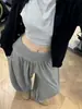 Pantalones de linterna grises con puño para mujer, nuevo estilo otoño 2026, de cintura alta, holgados, adelgazantes, fluidos, pantalones deportivos casuales para figuras petite