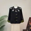 Zhi LiNovo Estilo Chinês Estilo Nacional Bordado Nuvem Ombro Jacquard Jaqueta Camisa 2026 Outono Nova Blusa Gola Redonda Feminina
