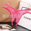 Ropa interior de encaje para mujer de AliExpress, divertida, con entrepierna abierta, sexy, de encaje transparente, tanga hueca de cintura baja