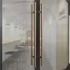 Puerta de madera maciza minimalista puerta de cristal manija de acero inoxidable manija de puerta corredera sala privada oficina KTV manija de puerta de doble apertura