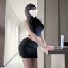 Lencería Sexy, Suéter Morado Sexy y Atractivo, Cuello Alto Pequeño, Conjunto de Falda Corta Sexy que se Ajusta a la Cadera, Lencería Coqueta y Divertida