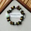 Pulsera de Grano de Café de Cerámica Jingdezhen, Refrescante y que no se decolora, Joyería de Alta Gama para Mujer, Accesorio Versátil de Nuevo Estilo Chino, Mayoreo