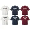 Jia Yi Ku 2026 Nueva Camiseta de Verano Estilo Americano No. 7 Camiseta Deportiva de Manga Corta Lavada y Desgastada de Alta Resistencia para Hombres y Mujeres