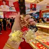 Bege Água Dourado Deus da Riqueza Montado em um Cavalo com Pingente de Lingote de Riqueza Chaveiro de Ouro Puro Pingente para Bolsa Celular Loja de Ouro Presente