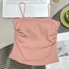 Camisola Blanca Plisada Pure Desire para Niñas Ropa Interior de Verano para Mujer con Copas Ropa Exterior Dulce Sexy Moldeadora Espalda Bonita Sin Mangas
