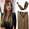 Set de Siete Piezas de Extensiones de Cabello Largo Lacio Transfronterizo de Comercio Exterior Europeo y Americano para Aumentar el Volumen del Cabello, Extensiones de Cabello Realistas Invisibles Naturales para Comercio Exterior