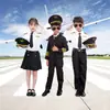 Ropa Infantil de Capitán Chino para Niños y Niñas Pilotos de la Fuerza Aérea con el Mismo Uniforme Ropa de Azafata Femenina Juego de Rol