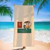 Toalha de banho de secagem rápida infantil de grandes dimensões Giz de cera Pequena nova toalha de praia Microfibra Velo de dupla face Toalha de praia com impressão digital