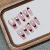 Unhas Usáveis Totalmente Feitas à Mão, Novos Adesivos para Unhas Estilo Gato Dazzling, Produtos Acabados no Atacado, Unhas Postiças Removíveis em Forma de Coração Pintadas à Mão